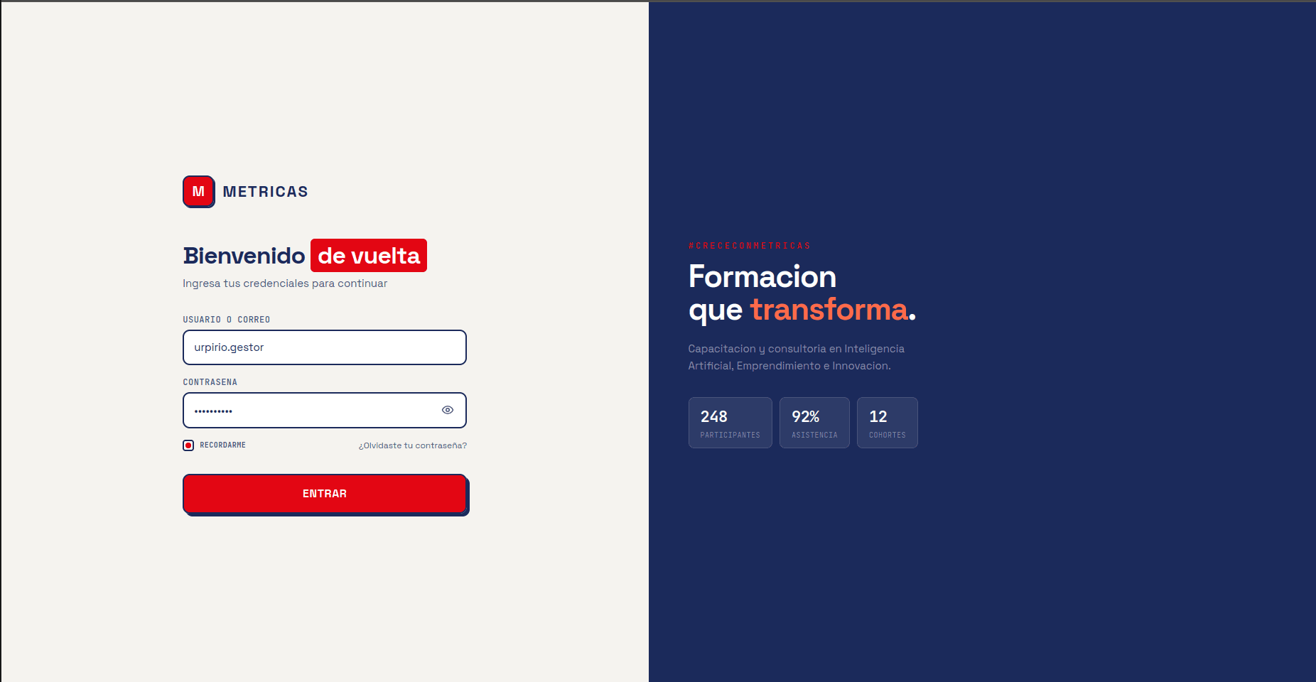 Plataforma de Diplomados — Metricas